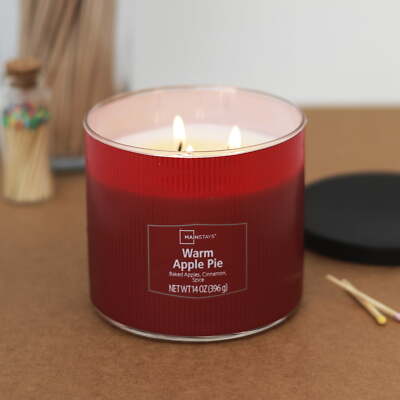 Mainstays Textured Wrapped Candle Warm Apple Pie, 14 Ounce-image