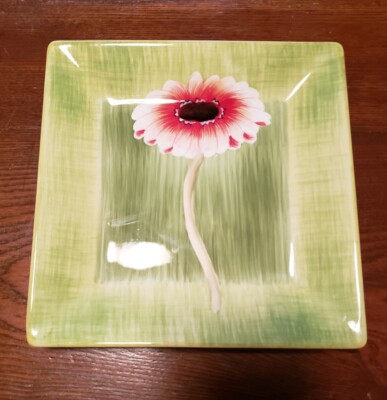 1 Vintage Gerber Daisy By Jay Imports Square Plate-8” -image