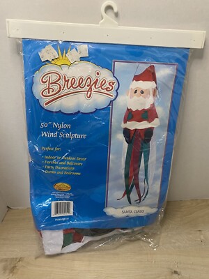Vintage 1999 Breezies 50” Nylon Santa Wind Sculpture New Sealed-image