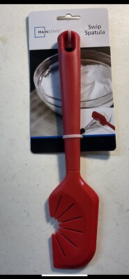 Mainstays Spatula Swip Functions As A Spatula & Whisk Cleaner Silicone Red New-image