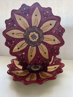 2 Pier 1 Imports Dessert Salad Plates, Carynthum Pattern Replacement approx. 8