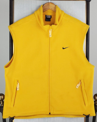 VTG NIKE Mens Size XL Full Zip Yellow Fleece Sleeveless Vest VIntage Golf-image