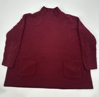 J. Jill Sweater Women's M Chenille Pullover Red Tunic Pockets Lagenlook Cozy-image