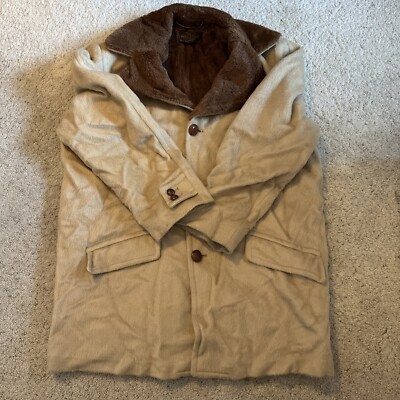 VTG Sir Pendleton 100% Virgin Wool Camel Sherpa Lined Trench Over Coat-image