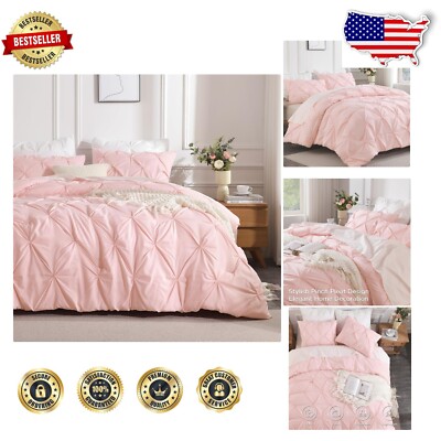 Handmade Pink Comforter Set - King Size, Soft and Lightweight Pinch Pleat Style-image