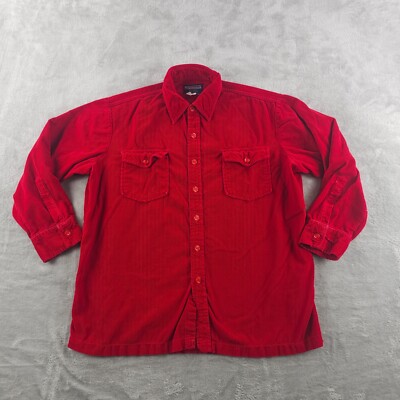 Vintage Wind Breaker Shirt Mens XL Red Corduroy Long Sleeve 90s Y2K Workwear-image