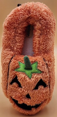 NEW Dearfoams Plush Cozy Comfort Pumpkin Closed Slippers ~ Unisex ~ W7-8 / M5-6-image