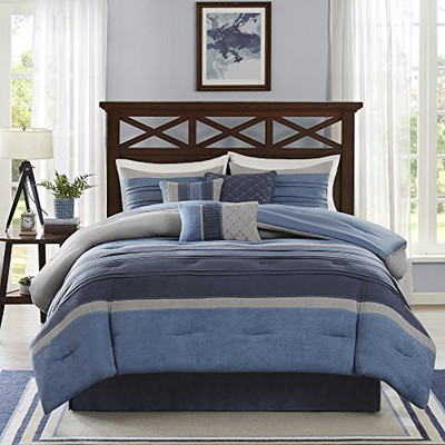  Cozy Comforter Set Casual Modern Design All Season, Queen Collins Blue/Grey-image