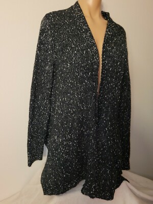 Karen Kane Small Black White Soft Comfy Long Sleeve Open Front Cardigan Sweater-image