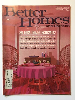 Better Homes and Gardens January 1967 color & family in room decor Cooking tips-image
