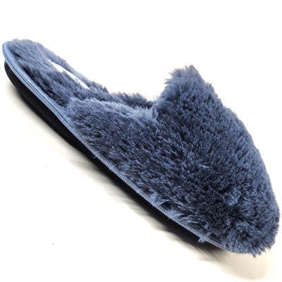 Laura Ashley All Over Plush Memory Foam Slippers Womens L 8-9 Blue Slide New-image