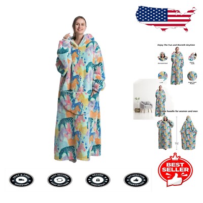 Oversized Fleece Blanket Hoodie - Perfect Gift for Men & Women, 14 Patterns-image
