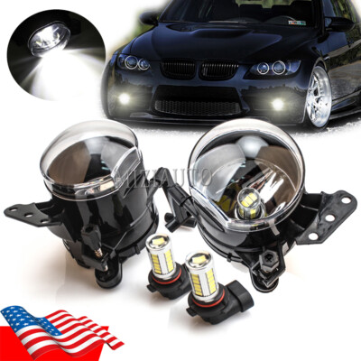 LED Pair Front Bumper Fog Light Lamp For BMW E60 E90 323i 325i 328i 330i 335i US-image