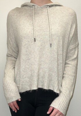 Soft and Cozy Cream Colored American Eagle Hooded Long Sleeve Shirt Medium-image