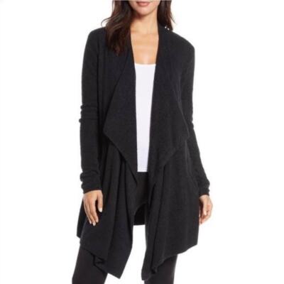 Barefoot Dreams Women Black Bamboo Chic Lite Cozy Calypso Cardigan Sweater S/M-image