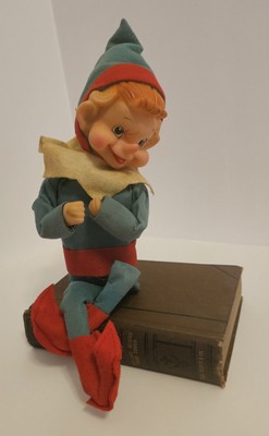 Vintage Japan Rotating Musical Head Knee Hugger Christmas Elf Wind Up Works!-image