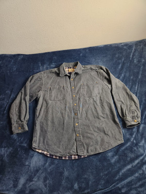 VTG C.E Schmidt Flannel Lined Canvas Shirt Jacket Mens Size 2XL Blue Heavyweight-image