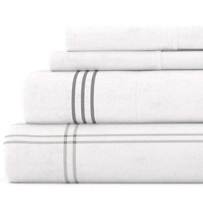 Becky Cameron California King Sheet Set 4-Piece w/ Ultra Soft Flannel in Gray-image