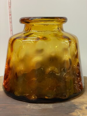 Brown Glass w Indented Circles Design Vase 8in New Pier 1 Imports-image