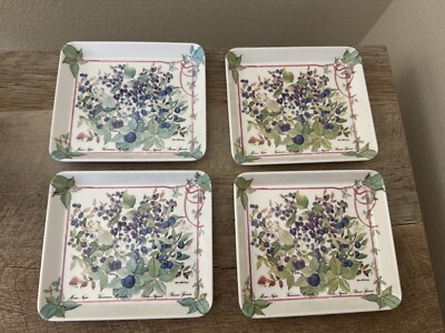 Italian Coasters Set of 4 Design Imports Berry Bush Melamine Trays  5.5” X 5”-image