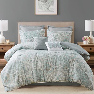 Comfort Spaces Cozy Comforter Set-Modern Classic Design All Season Down Alter...-image