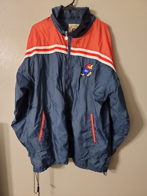 Joe College Vintage Full Zip Wind Jacket Kansas Jayhawks Size 2XL-image