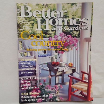 Better Homes and Gardens Magazine August 1998 Summer Country Decorating Garden-image
