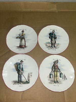 (4)Vintage Meiselman Imports Old Paris ‘Metiers Du Vieux Paris’ Porcelain Plates-image