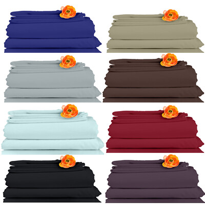 Bed Sheet Set 4 Piece 1800 Count Egyptian Comfort Deep Pocket Hotel Bed Sheets-image
