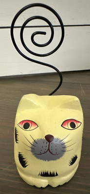 Pier 1 One Imports Cat Tail Folk Art Photo Picture Recipe Card Note Holder Used-image