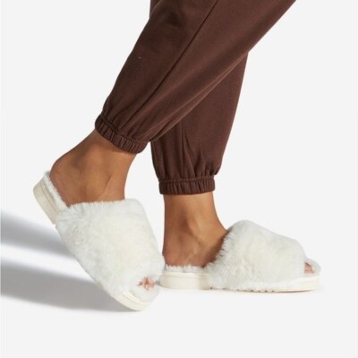 Justfab Claudia Fuzzie Ultra-Cozy Slippers in White-image