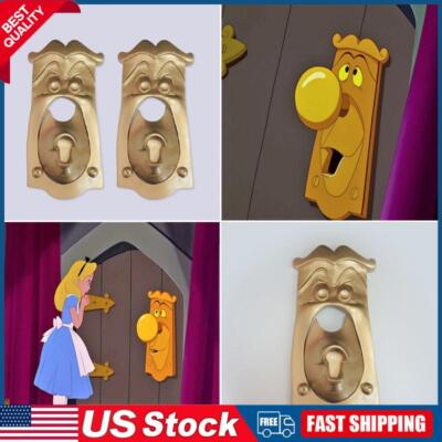 Alice in Wonderland GOLD door knob, working prop COMPLETE SET key door-image