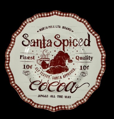X 3 Pier 1 Santa Spiced Cocoa Salad / Dessert Plates Christmas Hot Chocolate Bar-image