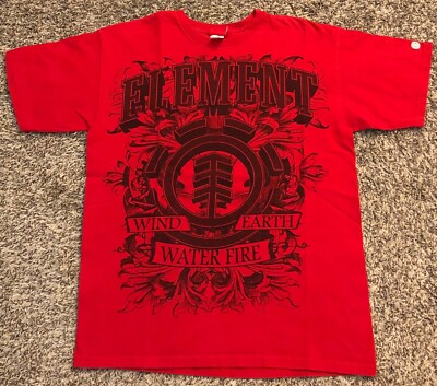 Vintage Element Wind Earth Water Fire Men's Red T-Shirt Size Medium-image