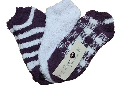 Ladies Secret Treasures 3pr Cozy Socks Sz 4-10 Super Soft Plum Lilac-image