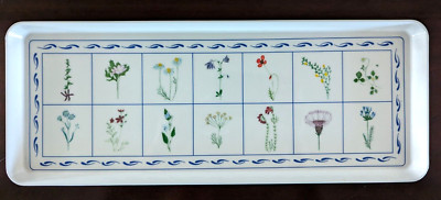 Vintage Design Imports Italy Melamine White Rectangle Tray Flowers Herbs Plants-image