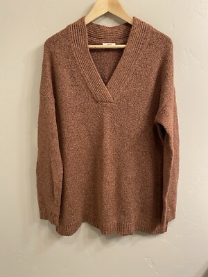 J. Jill Women’s Size Medium Brown/Pink V-Neck Comfy Cozy Sweater-image