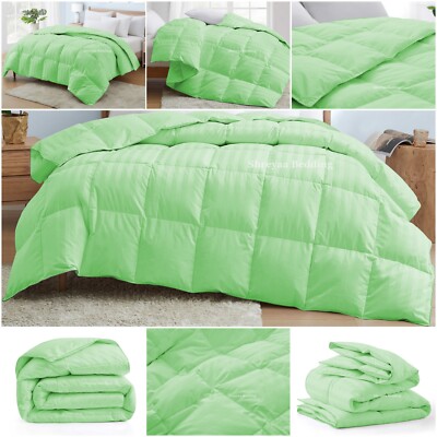Superb Ultra Soft Goose Down Alternative Comforter Full XL Size Sage Stripes-image