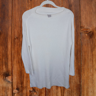 Chicos Womens Knit Sweater Ivory Wool Blend Size 0 Cozy Comfort Wear-image