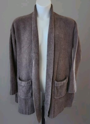Barefoot Dreams Cozy Chic Lite Open Cardigan XL Gray Pockets Heavy Sweater-image