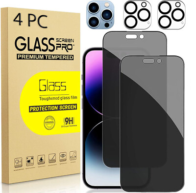iPhone 16 15 14 13 12 11 Pro Max Privacy Tempered Glass Screen Camera Protector-image