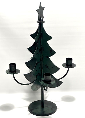Vtg Metal Christmas Tree Candle Stick Holder Candelabra 16