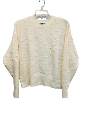 Vylette Cream Ivory Crewneck  Bobble Knit Cropped Sweater Soft Size Juniors XL-image