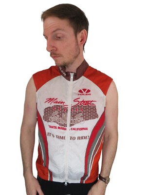 Vintage Made In USA Voler Sleeveless Cycling Bike Jersey Wind Vest Mens Sz Large-image