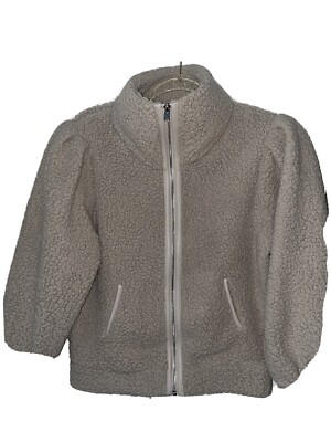 Express Beige Puff Shoulders Cozy Jacket XS-image