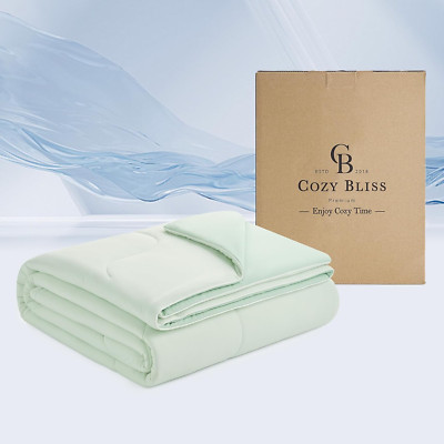 Lightweight Natural Cooling Comforter Twin Size, Q-Max 0.4 Soft Breathable Cooli-image
