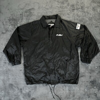Vintage Y2K FUBU Collection Wind Breaker Jacket Black Button Drawstring 2XL MEN-image