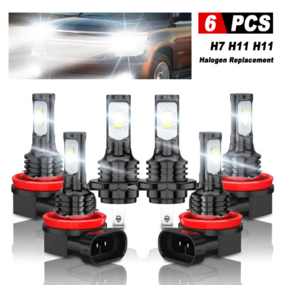 For Hyundai Santa Fe Sport 2013-2016 6x Combo LED Headlight+Fog Light Bulbs Kit-image