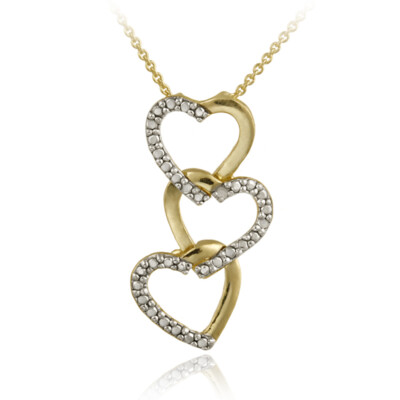Gold over 925 Silver Diamond Accent Heart Neklcace, 18