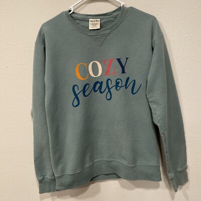 Cozy Season SweatShirt S Green Long Sleeve Ring Spun Cotton Winter Christmas-image